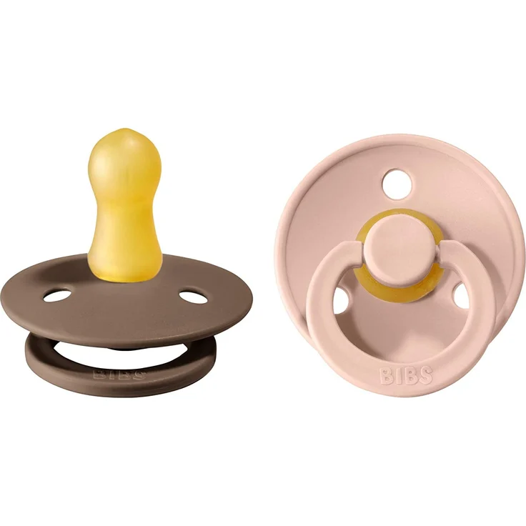 BIBS Colour Schnuller 2er Pack | BPA-frei | Kirschform Nippel | Naturkautschuk Blush & Dark Oak 0-6 Monate – Bild 1