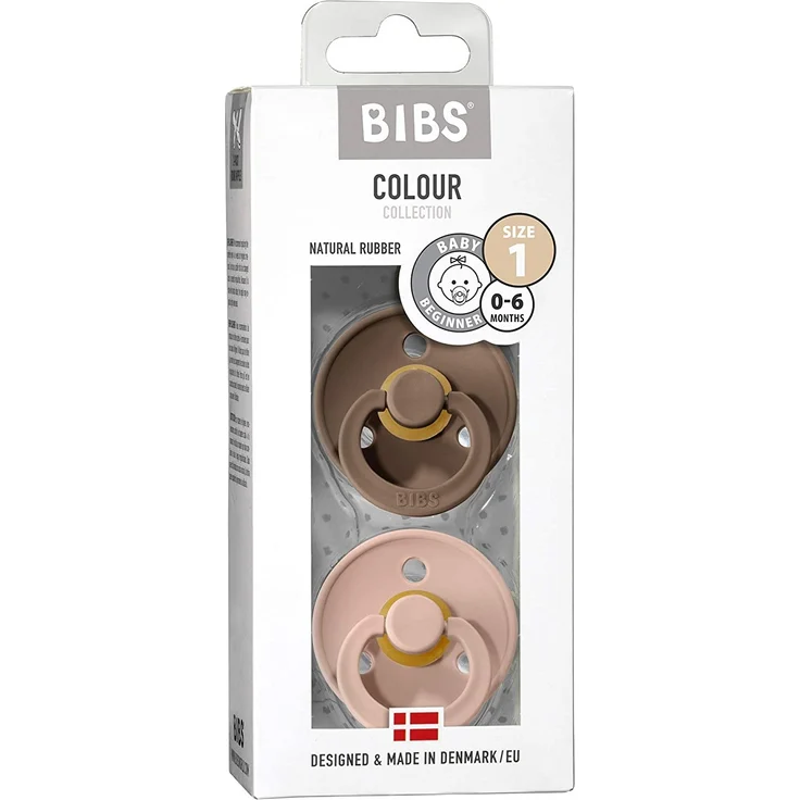 BIBS Colour Schnuller 2er Pack | BPA-frei | Kirschform Nippel | Naturkautschuk Blush & Dark Oak 0-6 Monate – Bild 3