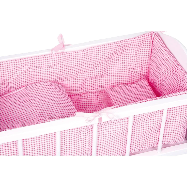 small foot 2875 Puppenbett mit Schrank aus Holz, Puppenbett aus weißem Holz mit rosa Bettumrandung, ab 3 Jahren – Bild 3
