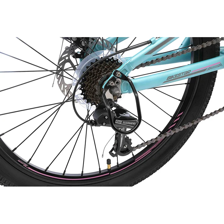 BIKESTAR Alu Kinder Jugend Mountainbike Vollgefedert, 21 Gang Shimano, 24 Zoll ab 9 - 10 Jahre | Fully MTB Scheibenbremse | Blau – Bild 8