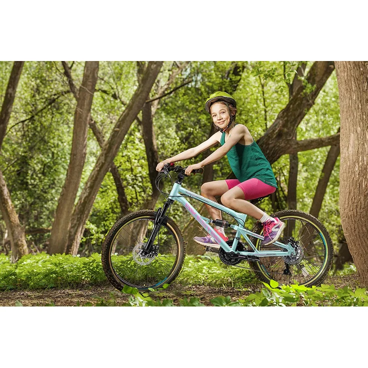 BIKESTAR Alu Kinder Jugend Mountainbike Vollgefedert, 21 Gang Shimano, 24 Zoll ab 9 - 10 Jahre | Fully MTB Scheibenbremse | Blau – Bild 3
