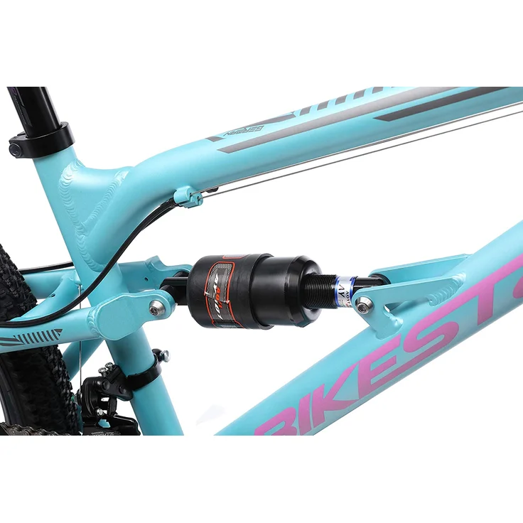 BIKESTAR Alu Kinder Jugend Mountainbike Vollgefedert, 21 Gang Shimano, 24 Zoll ab 9 - 10 Jahre | Fully MTB Scheibenbremse | Blau – Bild 4