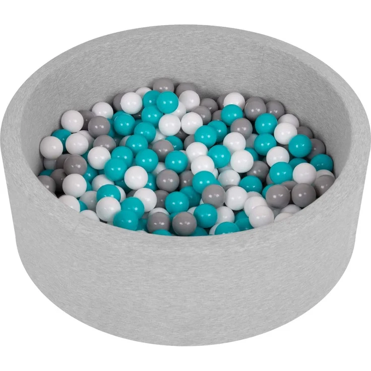 SELONIS Bällebad Bällepool Für Baby Kinder 90X30cm/Ohne Bälle Rund, Hellgrau: Grau/Weiß/Türkis - Preisvergleich – Bild 2