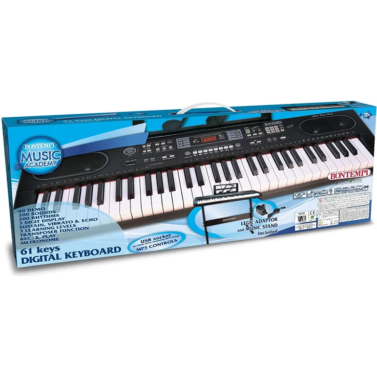 Bontempi 16 6125 6125-Digitales Keyboard 61 Profi-Größe Tasten, schwarz – Bild 5