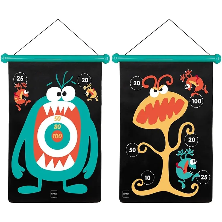 Scratch 6182004 6182004-Dartspiel für Kinder, Monster, groß, magnetisch, 70 x 36 cm