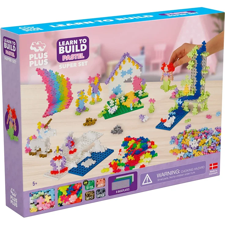 Plus-Plus 9603812 Mini Geniales Konstruktionsspielzeug, Learn to Build Super Pastel Bausteine-Set, 1200 Teile, bunt – Bild 2