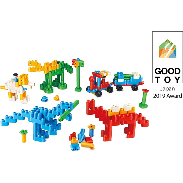 PolyM 760009' Dinosaurier-Paradies Kleinkinder-Spielzeug, Flexible und rundkantige Bausteine