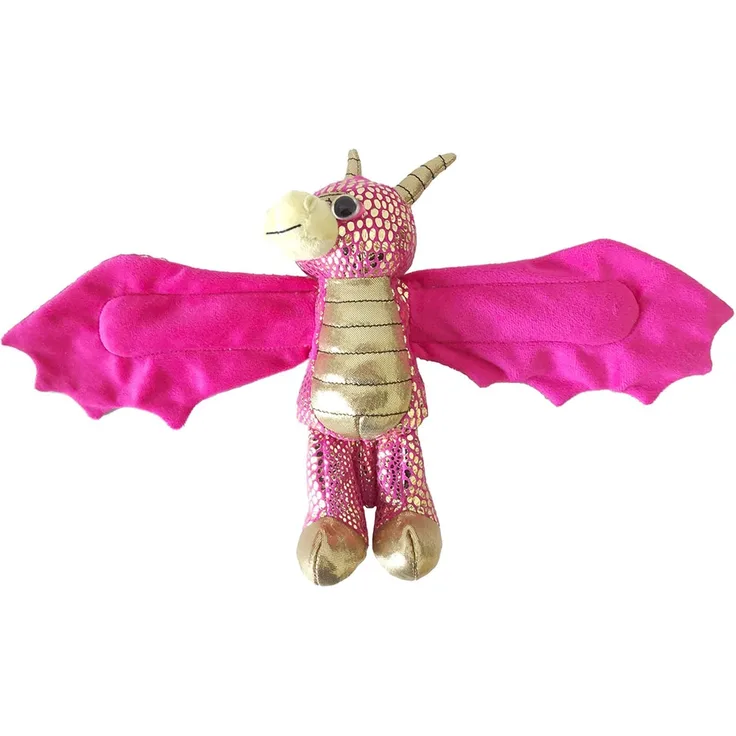 Wild Republic Huggers Schnapparmband Kuscheltier, Plüschtier, Goldener Drache 20 cm