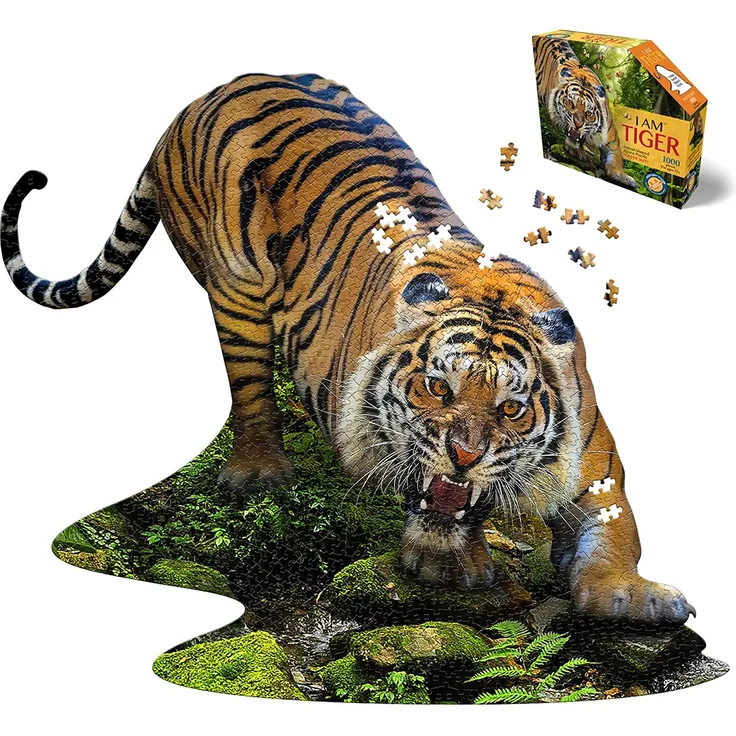 Carletto 887004 - MADD CAPP, Animal Shaped Puzzle, I AM TIGER, 1000 Teile