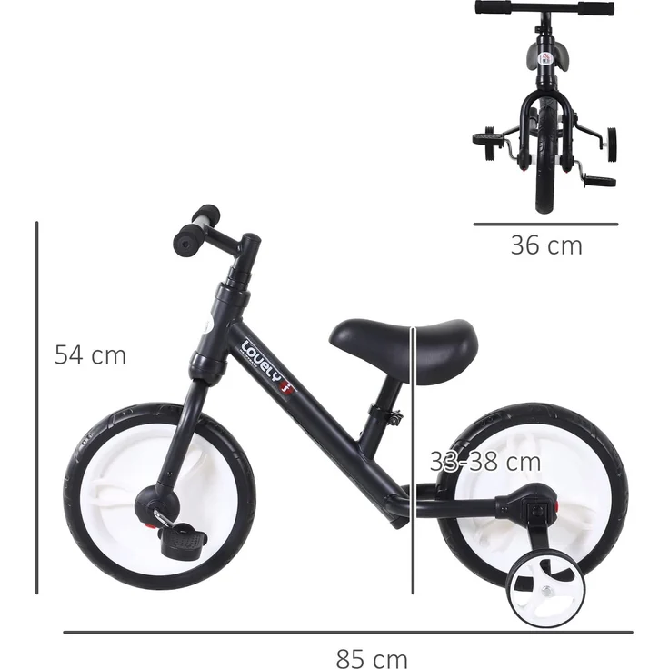 2-in-1 Kinderfahrrad (Farbe: schwarz) – Bild 3