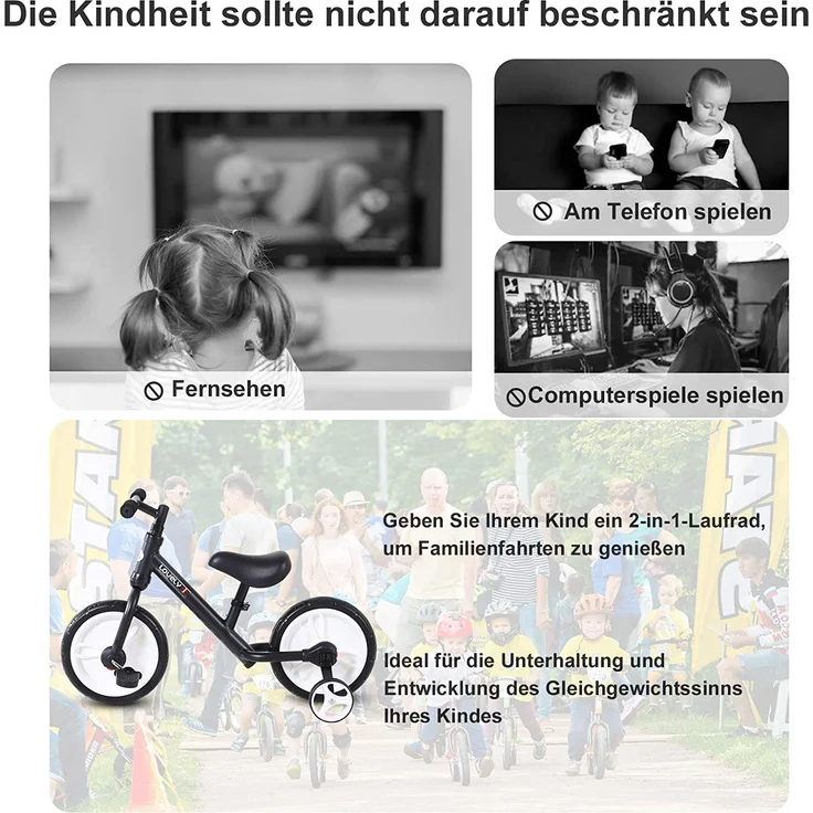2-in-1 Kinderfahrrad (Farbe: schwarz) – Bild 7