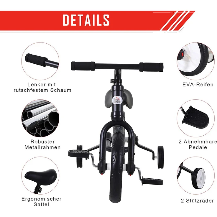 2-in-1 Kinderfahrrad (Farbe: schwarz) – Bild 6