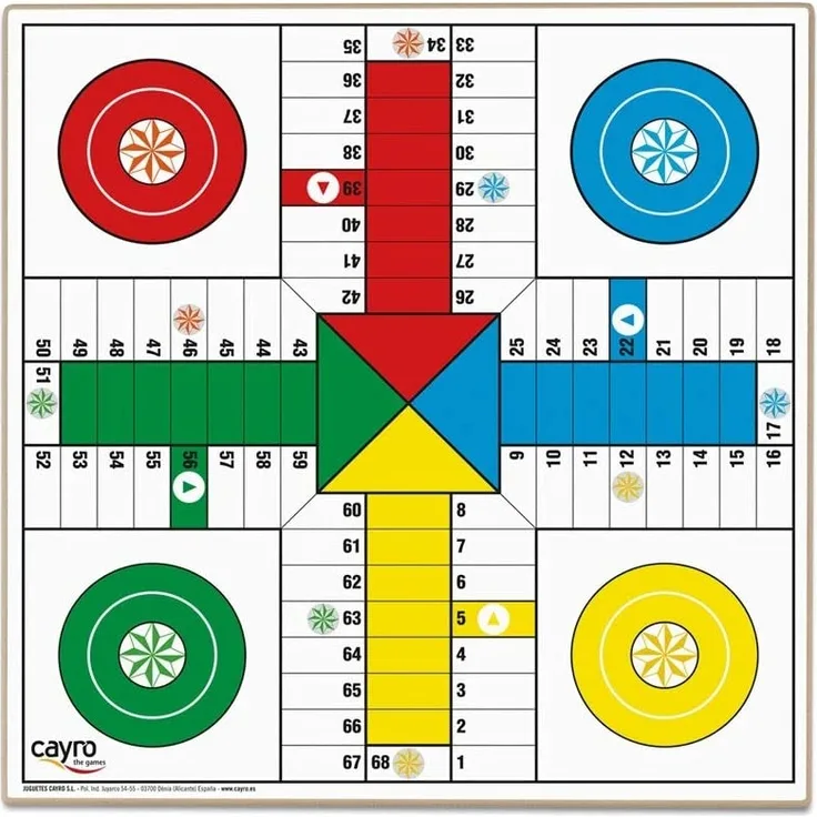 Mensch ärgere dich nicht Brett Cayro Spieler 4-6 (40 X 40 cm)