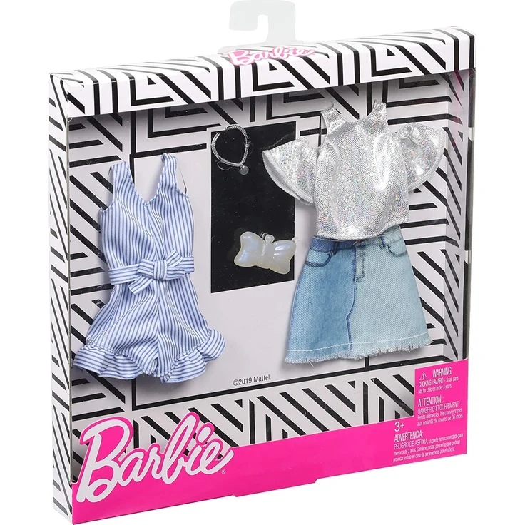 Barbie GHX56 - Fashions 2er-Pack Moden Denim and Sparkle, 2 Outfits und 2 Accesoires für die Barbie Puppe – Bild 2