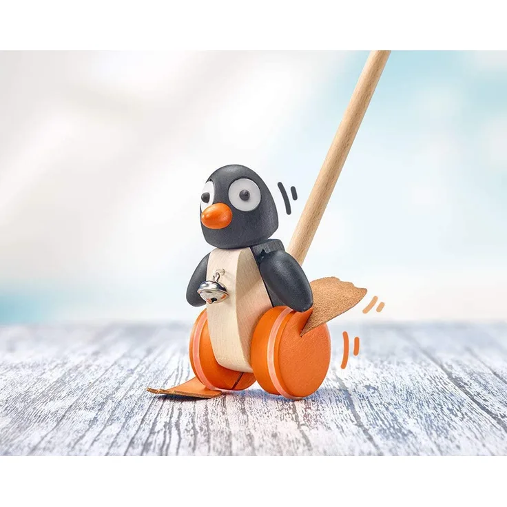 Selecta 62071 Pingo, Schiebefigur, Schiebe-und Nachziehspielzeug aus Holz, 13 cm, Bunt