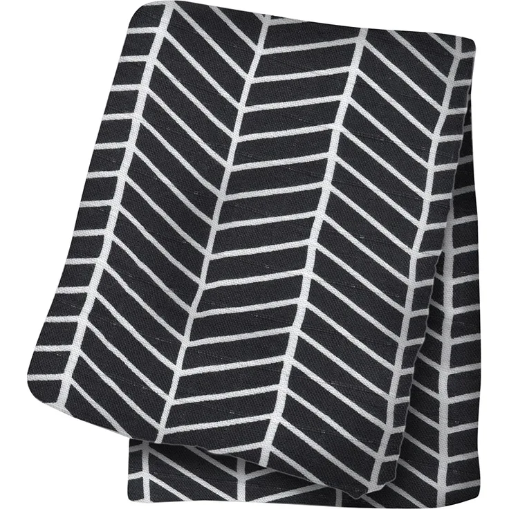 Lulujo Baby-Mulltuch Baby-Spucktuch Stilltuch Pucktuch Swaddle mit Herringbone Muster in schwarz 120 x 120 cm, Viskose (Bambus) und Baumwolle