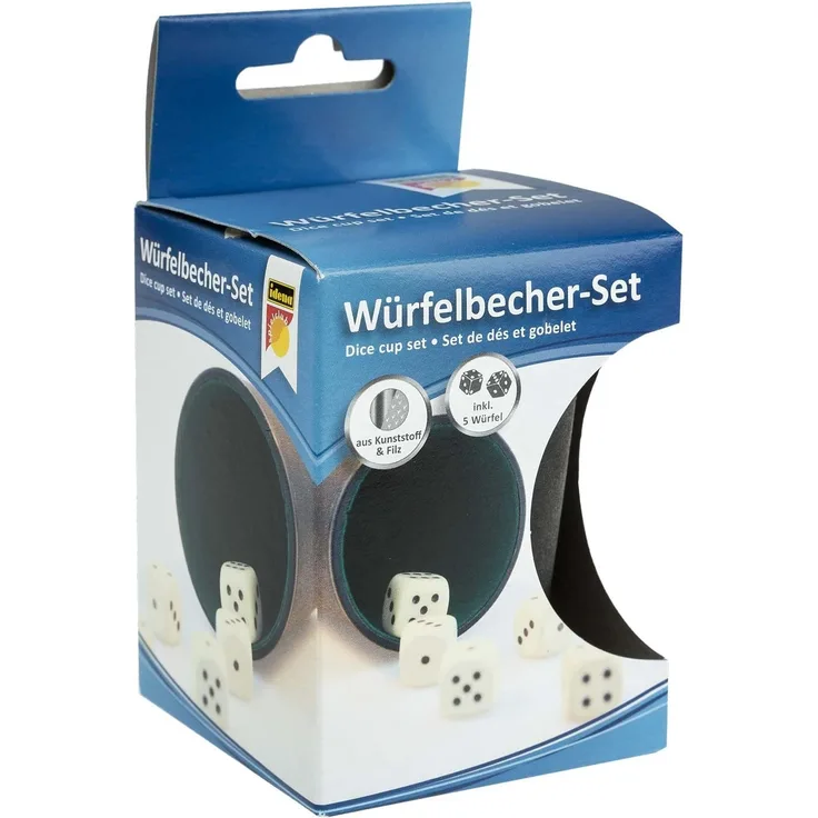 Idena Würfelbecher Set Kunststoff-mit 5 Würfeln
