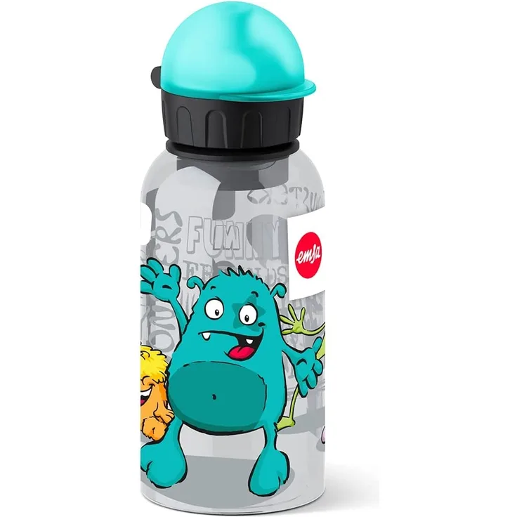 Emsa 518123 Kinder-Trinkflasche, 400 ml, Sicherheitsverschluss, Kids Monster, Tritan