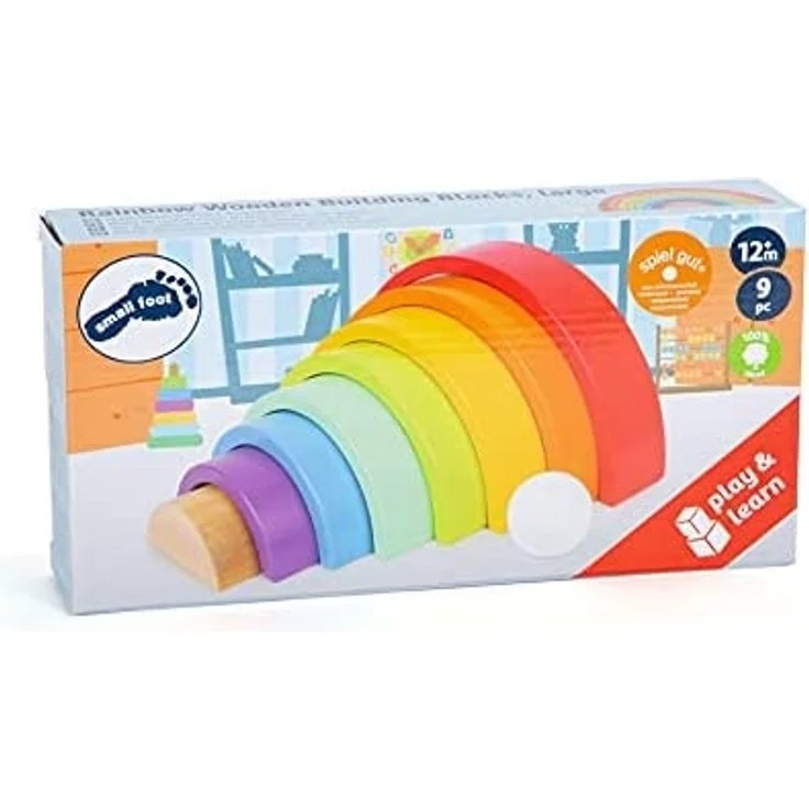 small foot 6969 Holzbausteine Großer Regenbogen, aus Holz, Steckspiel für Feinmotorik, ab 12 Monate – Bild 10
