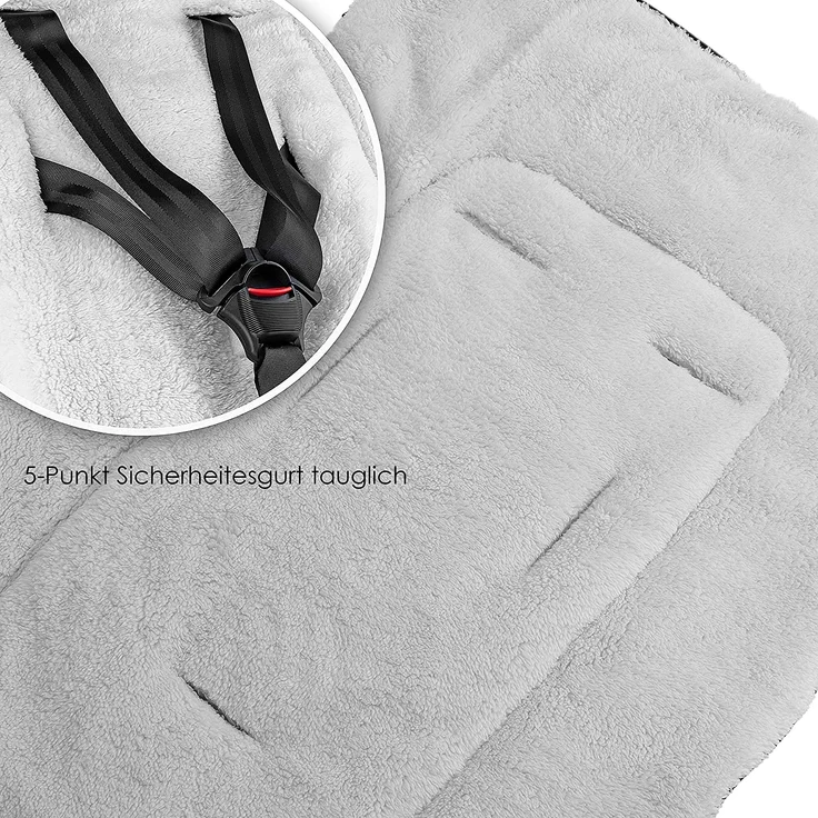 KIDIZ® Babyfußsack Baby Fußsack Winterfußsack Babyschale mit Reißverschluss Kuschelsack Babydecke Kinderwagen waschbar verschließbarer Kopfteil ,Tasche, passend für alle Kinderwagen Jeans Grau – Bild 5