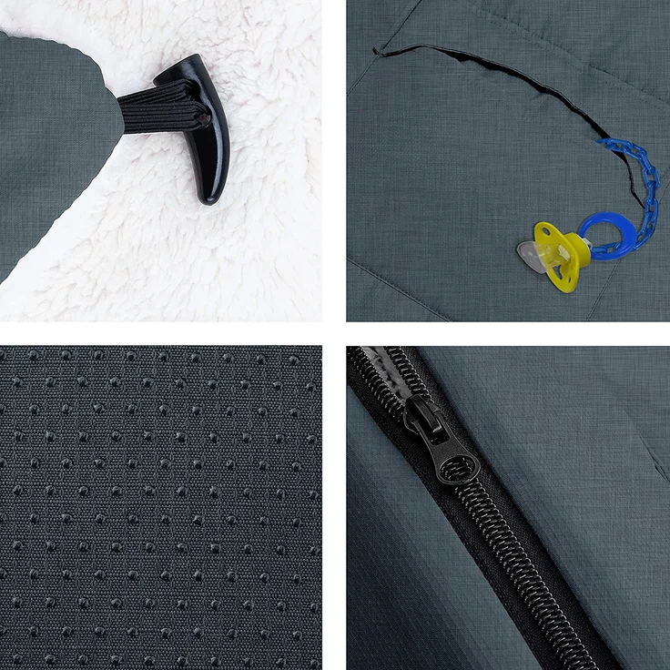 KIDIZ® Babyfußsack Baby Fußsack Winterfußsack Babyschale mit Reißverschluss Kuschelsack Babydecke Kinderwagen waschbar verschließbarer Kopfteil ,Tasche, passend für alle Kinderwagen Jeans Grau – Bild 6