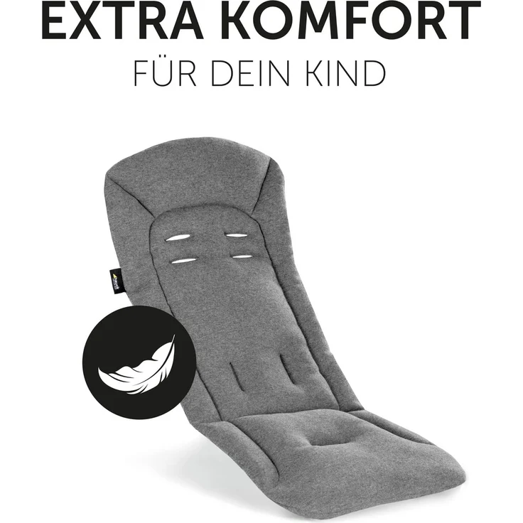 Hauck Universal Sitzauflage für Buggys, Kinderwagen, Fahrradanhänger, Baumwolle, Atmungsaktiv, Weich, Einfache Befestigung ,Sommer & Winter, Charcoal Grau - Preisvergleich – Bild 4