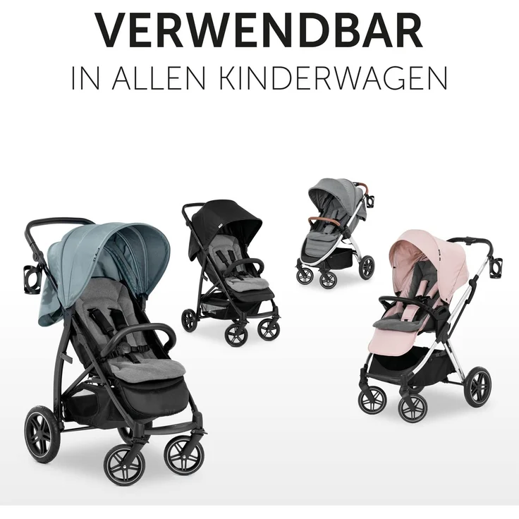 Hauck Universal Sitzauflage für Buggys, Kinderwagen, Fahrradanhänger, Baumwolle, Atmungsaktiv, Weich, Einfache Befestigung ,Sommer & Winter, Charcoal Grau - Preisvergleich – Bild 2