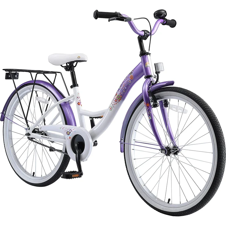 Bikestar Kinder Fahrrad Classic, Lila Weiß, ab 9 Jahre 24 Zoll – Bild 1
