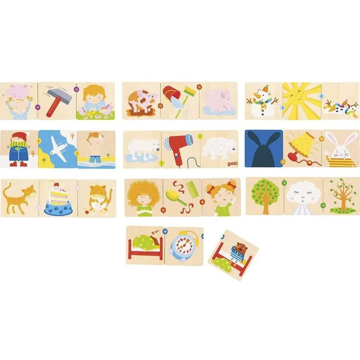 Goki 56779 Lernspiel Vorher - Nachher 5 x 5 cm, Holz, 30 Teile