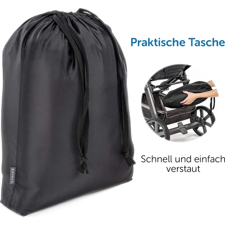 Zamboo Fußsack für Joie Buggy Sportwagen (passend für Litetrax, Mytrax, Chrome) - Winterfußsack für Kinderwagen, mit Reflektor, Kapuzenfunktion & Tasche - Grau – Bild 7