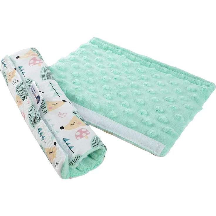 Gurtpolster Schulterpolster für Auto 17x22cm Baby 100% Baumwolle Minky Medi Partners doppelseitig Autogurt Gurtschutz Sportwagen scheuerstellen (minze Igel mit minzer Minky)