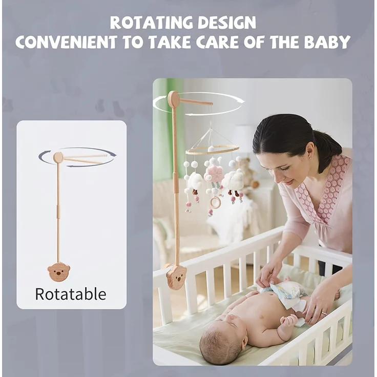 Promise Babe Baby Mobile Halterung Holz Bär für Babyett, Kinderzimmer Wickeltisch Laufstall DIY Flexible Baby Mobile Halter Gestell Stange Mobile Befestigung Aufhängung Spieluhr Windspiele Bettglocke – Bild 6