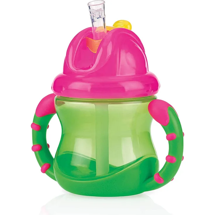Nûby Flip-It Becher mit Griffen, Grün Rosa
