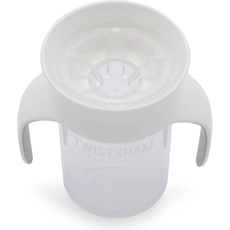 Twistshake 360 Cup Trinklernbecher Kinder mit Griffen 230 ml, Schnabeltasse Baby, auslaufsicherer 360°-Trinkrand, BPA Frei, 6+ Monate, Weiß – Bild 3
