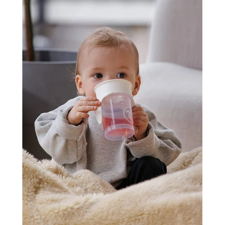 Twistshake 360 Cup Trinklernbecher Kinder mit Griffen 230 ml, Schnabeltasse Baby, auslaufsicherer 360°-Trinkrand, BPA Frei, 6+ Monate, Weiß – Bild 5