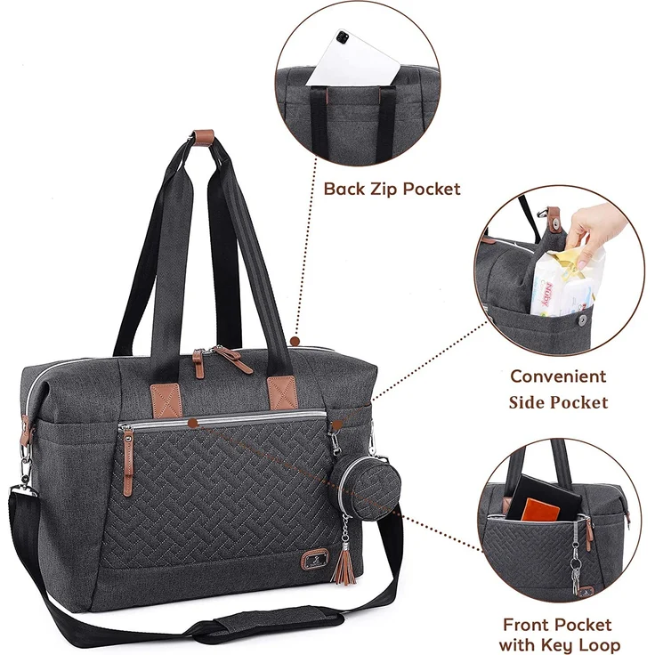 Wickeltasche - Dikaslon Große Windeltaschen für Mama und Papa - stilvolle Reisetasche mit Schnullerhalter und Wickelauflage (Dunkelgrau) - Preisvergleich – Bild 3