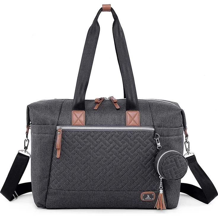 Wickeltasche - Dikaslon Große Windeltaschen für Mama und Papa - stilvolle Reisetasche mit Schnullerhalter und Wickelauflage (Dunkelgrau) - Preisvergleich – Bild 1