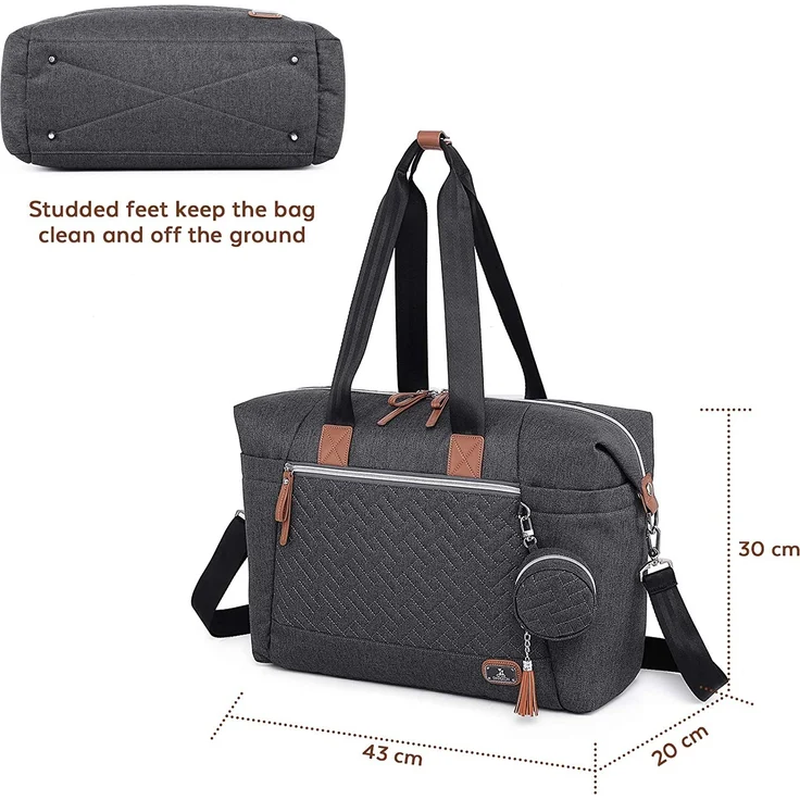 Wickeltasche - Dikaslon Große Windeltaschen für Mama und Papa - stilvolle Reisetasche mit Schnullerhalter und Wickelauflage (Dunkelgrau) - Preisvergleich – Bild 5