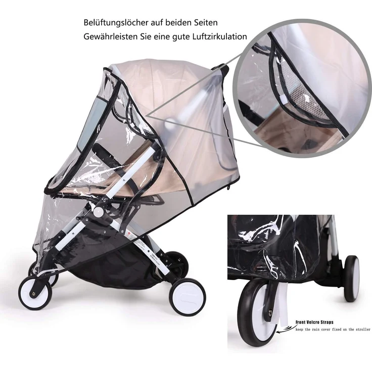 bemece Universal Regenschutz für Kinderwagen, Regenverdeck für buggy, Bequemes Zugangsfenster, Gute Luftzirkulation, Schadstofffrei – Bild 4