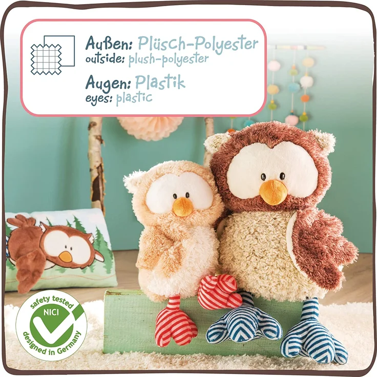 NICI Kuscheltier Eule Owluna mit drehbarem Kopf 50 cm – Eule Plüschtier für Mädchen, Jungen & Babys – Stofftier Eule zum Kuscheln, Spielen & Schlafen – Gemütliches Schmusetier ab 0 Monaten – 46097 – Bild 4