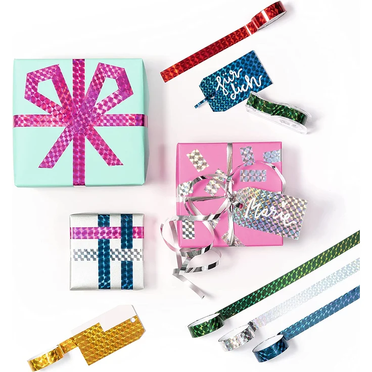 folia 306 - Holographischer Selbstklebefilm, 6 Rollen farbig sortiert 12 mm x 2 m – Bild 4