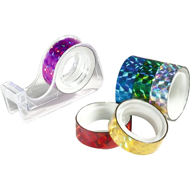 folia 306 - Holographischer Selbstklebefilm, 6 Rollen farbig sortiert 12 mm x 2 m – Bild 3