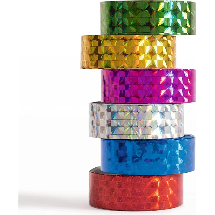 folia 306 - Holographischer Selbstklebefilm, 6 Rollen farbig sortiert 12 mm x 2 m – Bild 5