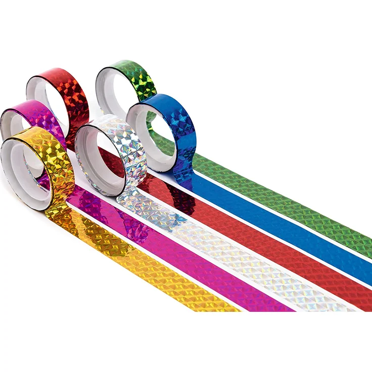 folia 306 - Holographischer Selbstklebefilm, 6 Rollen farbig sortiert 12 mm x 2 m – Bild 7