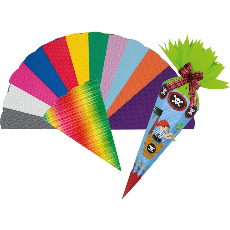 folia 92014 - Schultüten Rohlinge, aus 3D Wellpappe, gelb, 5 Tüten, Höhe 68 cm, Durchmesser 20 cm - zur Erstellung einer individuellen selbst gebastelten Zuckertüte – Bild 3