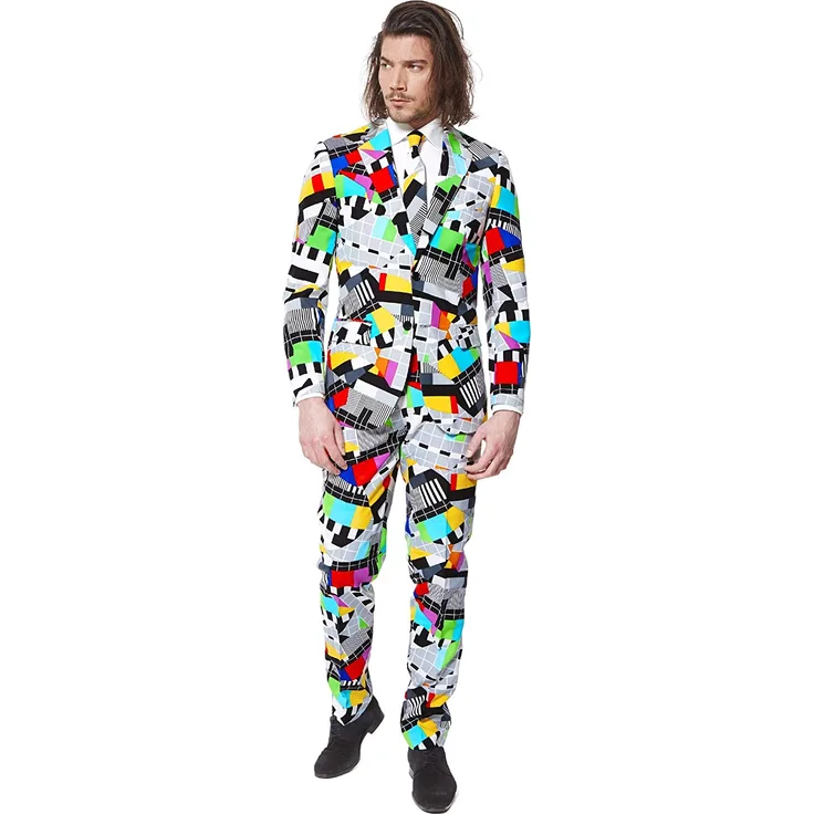OppoSuits Lustige Verrückt Abschlussball Anzüge für Herren - Komplettes Set: Jackett, Hose und Krawatte,Mehrfarbig,54