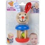 Eichhorn 100017013 - Baby Rassel mit Hasenmotiv, 5x13,5cm, FSC 100% Zertifiziertes Buchenholz, Made in Germany