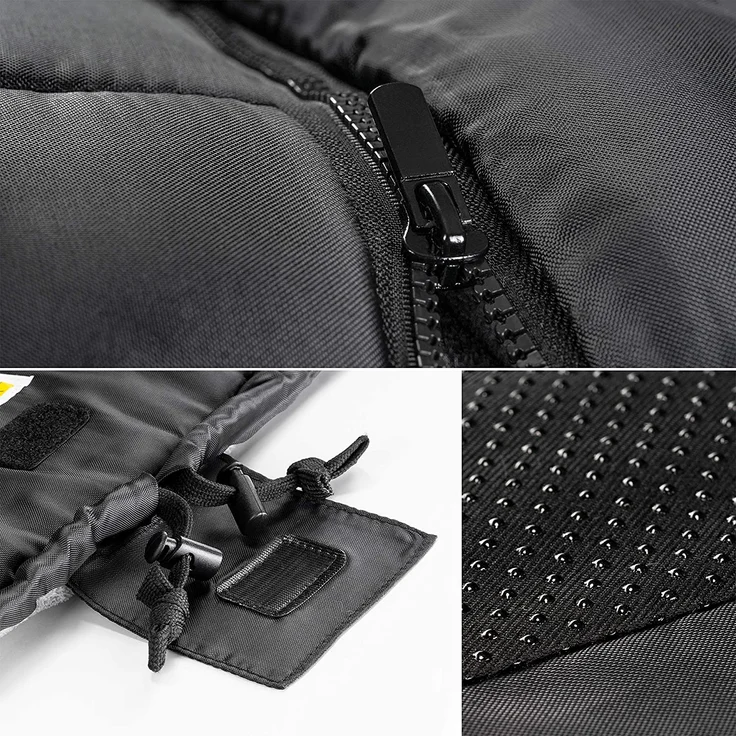 Zamboo Winter-Fußsack für Kinderwagen, Sportwagen & Buggy mit Anti-Rutschschutz, weicher Deluxe-Thermo-Fleece, Mumien-Kapuze, Reflektorstreifen & Tasche - Schwarz Grau – Bild 7