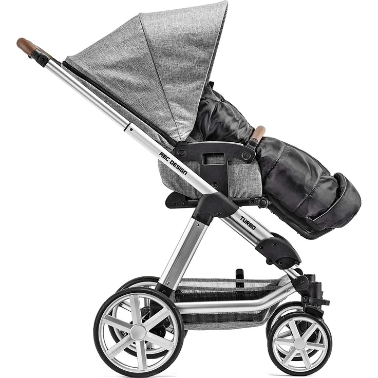 Zamboo Winter-Fußsack für Kinderwagen, Sportwagen & Buggy mit Anti-Rutschschutz, weicher Deluxe-Thermo-Fleece, Mumien-Kapuze, Reflektorstreifen & Tasche - Schwarz Grau – Bild 2