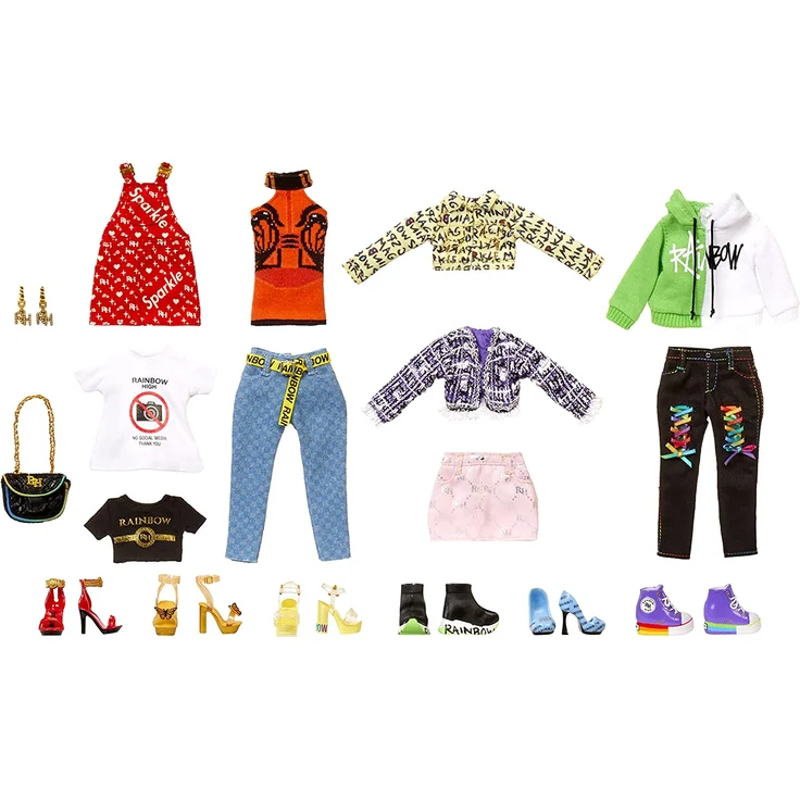 MGA Entertainment 'Rainbow High Deluxe Fashion Closet', tragbarer transparenter Acryl-Spielzeugschrank mit 31 Modeteile, 41,8 x 35,2 x 26,5 cm, ab 6 Jahren - Preisvergleich – Bild 3